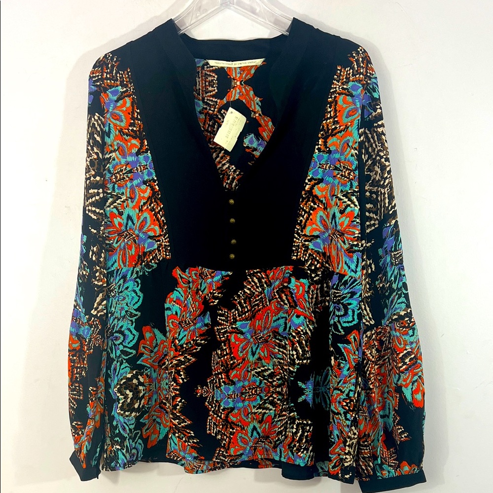 Twelfth street by Cynthia Vincent, L, silk vintage top
